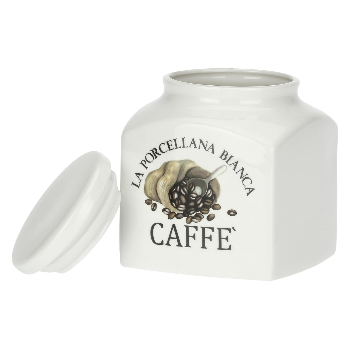 LA PORCELLANA BIANCA Conserva Barattolo Deco Caffè 1,1L Bianco Porcellana