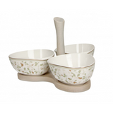 BRANDANI - Antipastiera Ali Dorate Set 3 pz porcellana