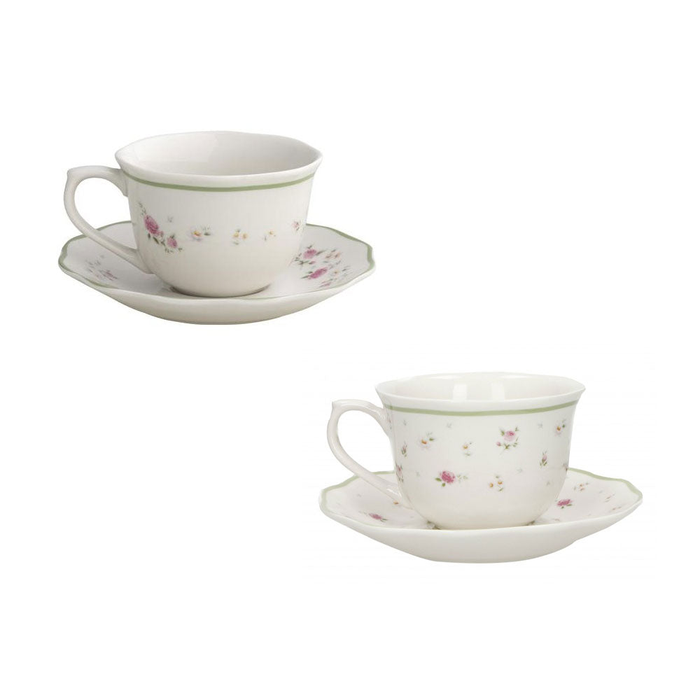 Set 2 tazze tè Nonna Rosa Brandani in porcellana con decori floreali