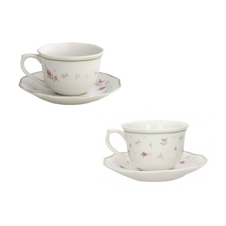 Set 2 tazze tè Nonna Rosa Brandani in porcellana con decori floreali