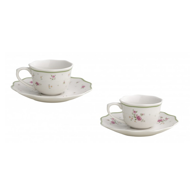 Set 2 tazze caffè Nonna Rosa Brandani in porcellana decoro floreale 90 ml