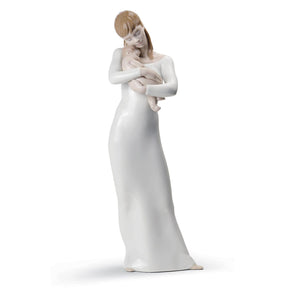 Statuina Madre Buonanotte Angelo Mio Lladrò in porcellana 35x9 cm