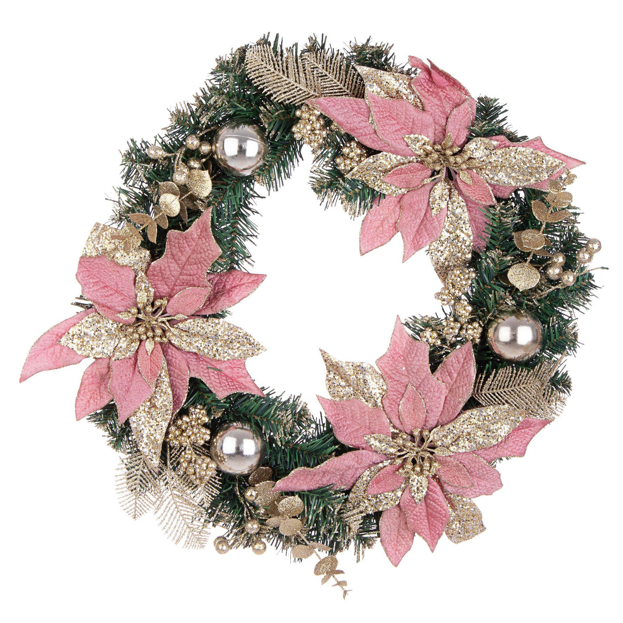 Ghirlanda di Natale Bizzotto in PVC con decorazioni oro diametro 55 cm