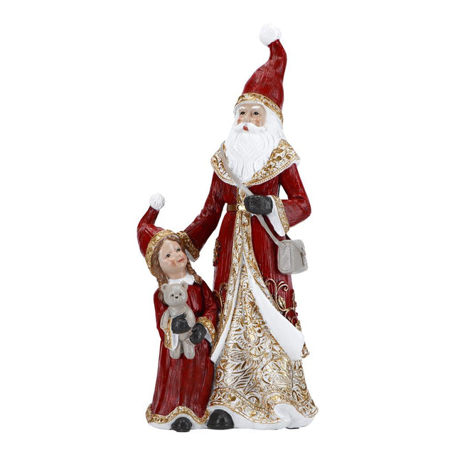 Statuina Babbo Natale con bambino Timstor in resina 31,5 cm