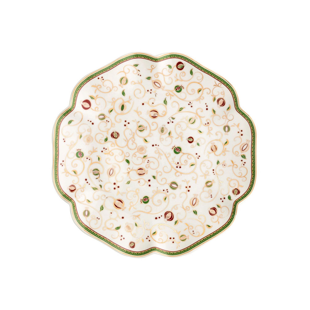 Piatto torta Brandani in porcellana con decori natalizi 31 cm