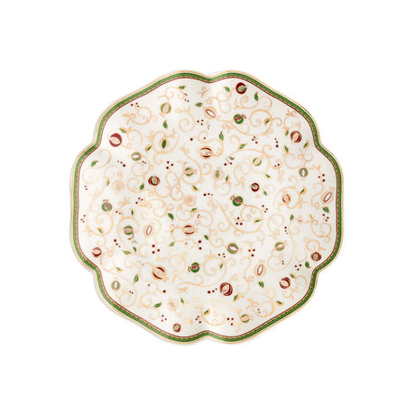 Piatto torta Brandani in porcellana con decori natalizi 31 cm