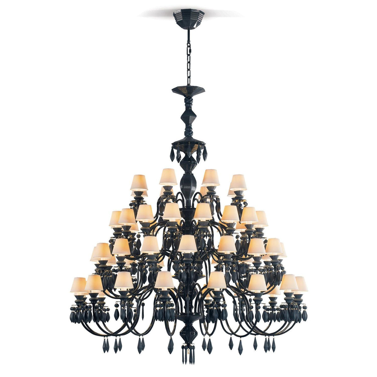 Lampadario Belle de Nuit Lladrò in porcellana nera 175x110 cm