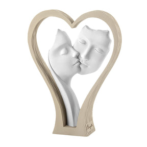 Scultura coppia cuori Bongelli Preziosi in resina color nocciola 18 cm