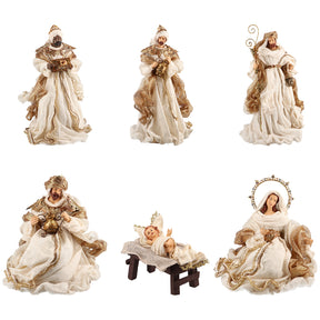 Set Natività Timstor in tessuto 6 personaggi natalizi altezza 35 cm