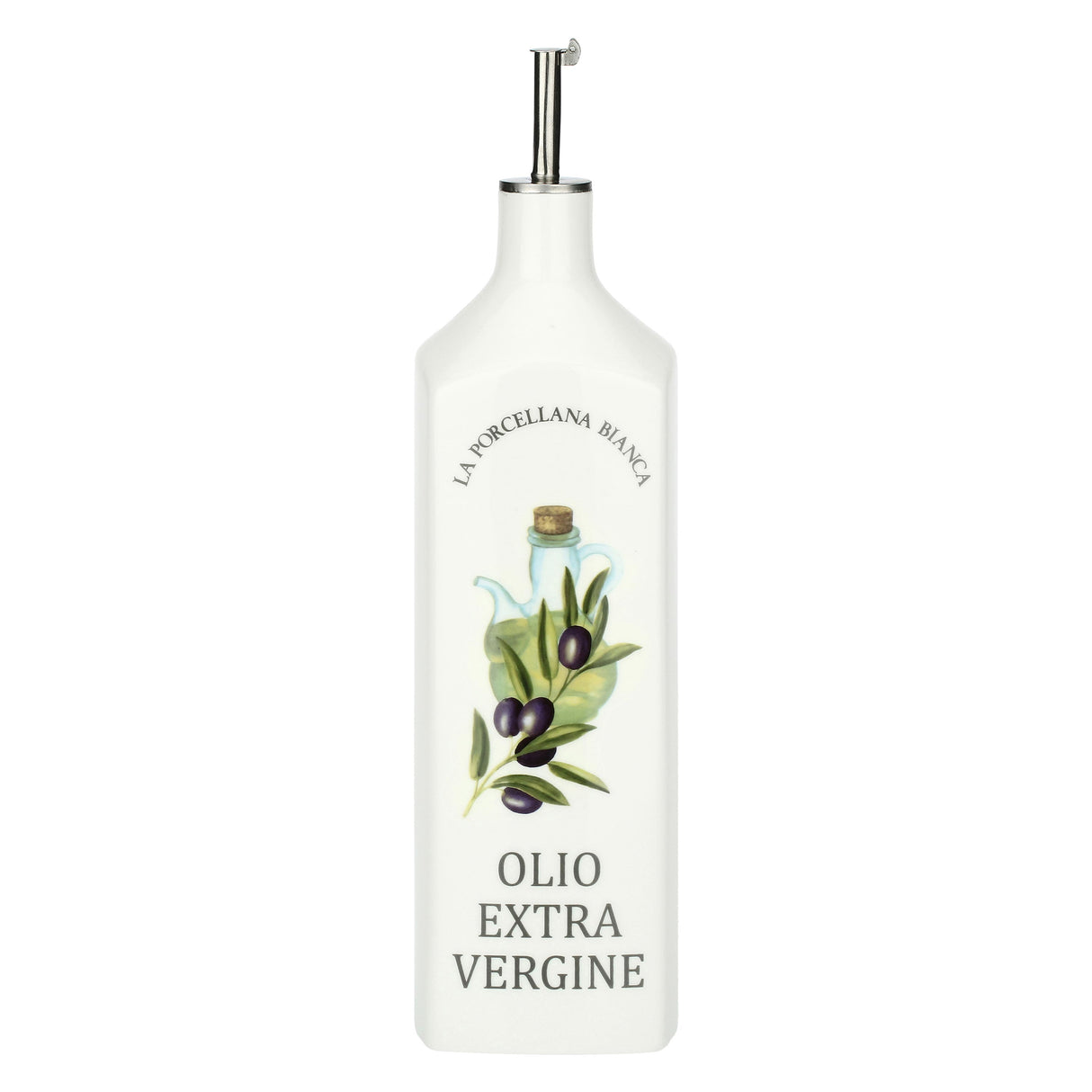 Oliera quadrata La Porcellana Bianca in porcellana decoro ulivo 1L