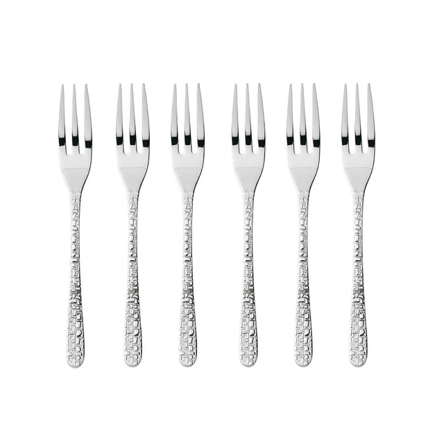 Set 6 forchette dessert Sambonet Venezia in acciaio inox con decoro rilievo