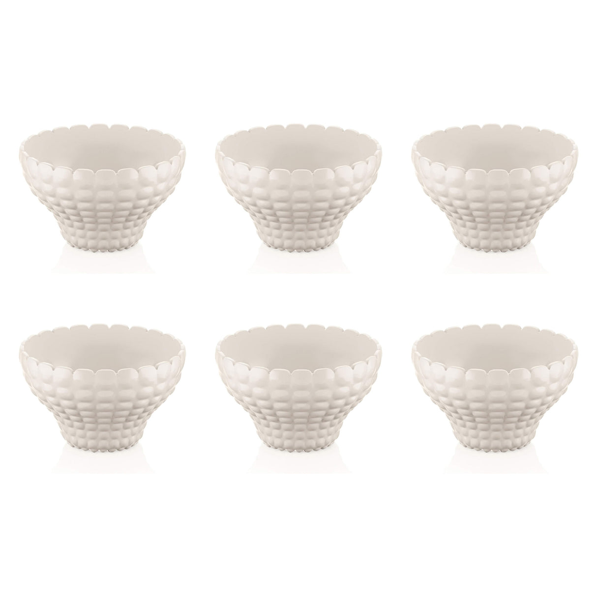 Set 6 coppette Tiffany Guzzini in materiale plastico bianco latte 12 cm