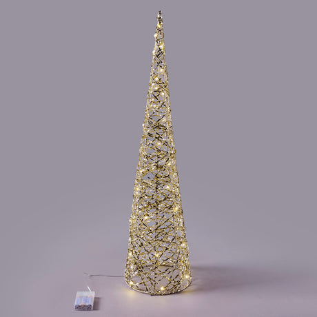 Albero LED a cono EDG in metallo dorato 80x20 cm con 40 microled