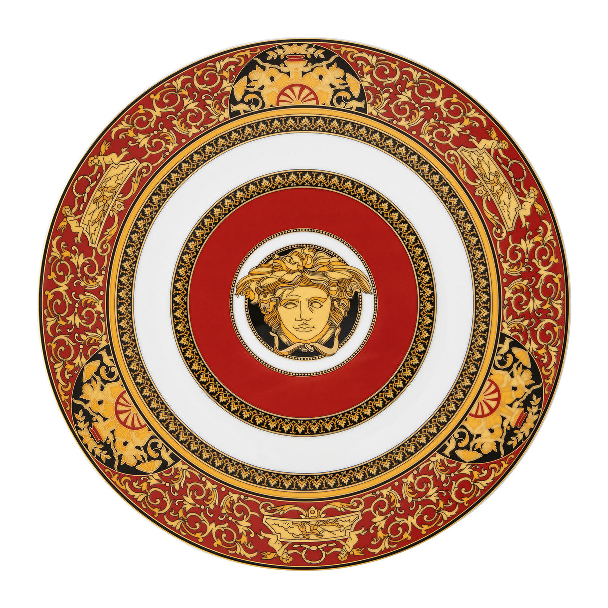 Piatto segnaposto Medusa Versace in porcellana con decori oro 33 cm