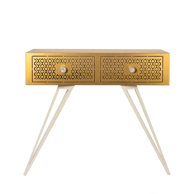 Consolle Mayfair Arti & Mestieri in metallo finitura oro bianco grande
