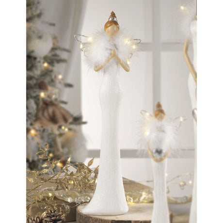 Angelo LED di Natale Mascagni Casa in resina bianca 39 cm