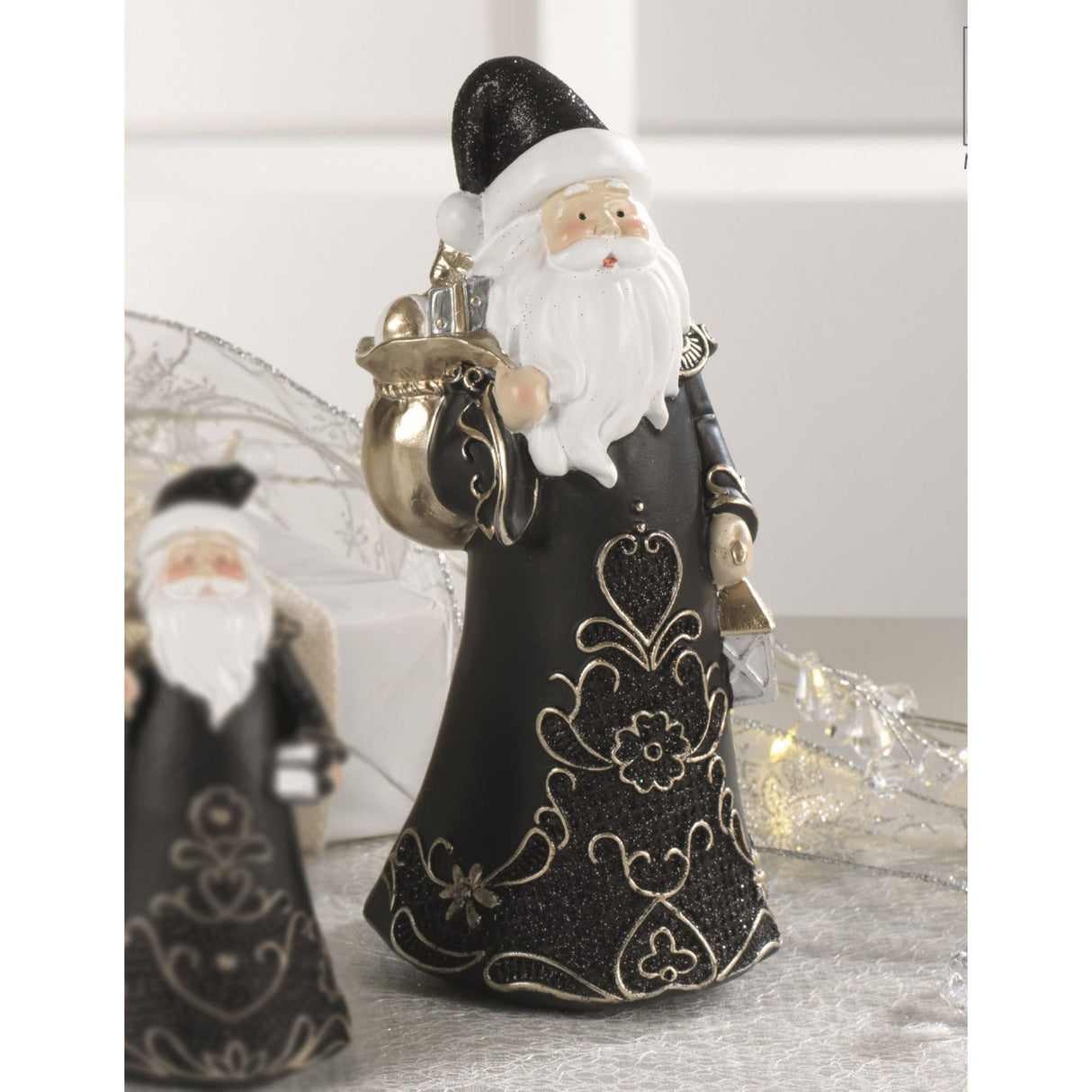 Statuina Babbo Natale Mascagni Casa in resina decorazione moderna 20 cm