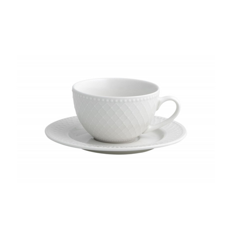 Set 2 tazze tè Burlesque Brandani in porcellana bianca decorata 16x6,5 cm