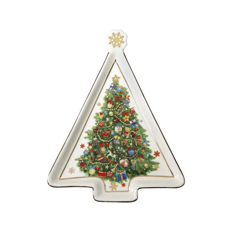Vassoietto Albero Brandani in New Bone China con stella dorata 16x21,5 cm
