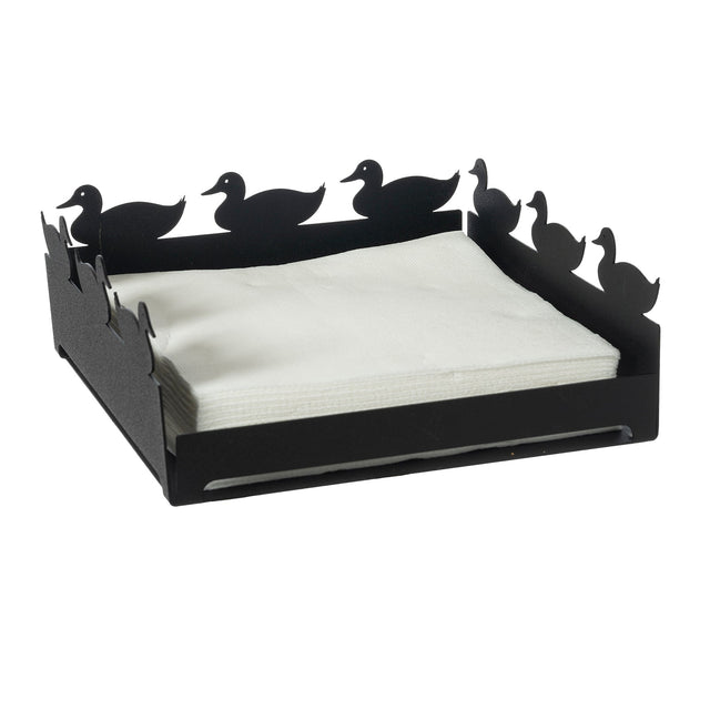 Portatovaglioli Duck Arti e Mestieri in ferro nero 8x21 cm