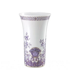 Vaso Le Grand Divertissement Versace in porcellana viola e bianca 26 cm