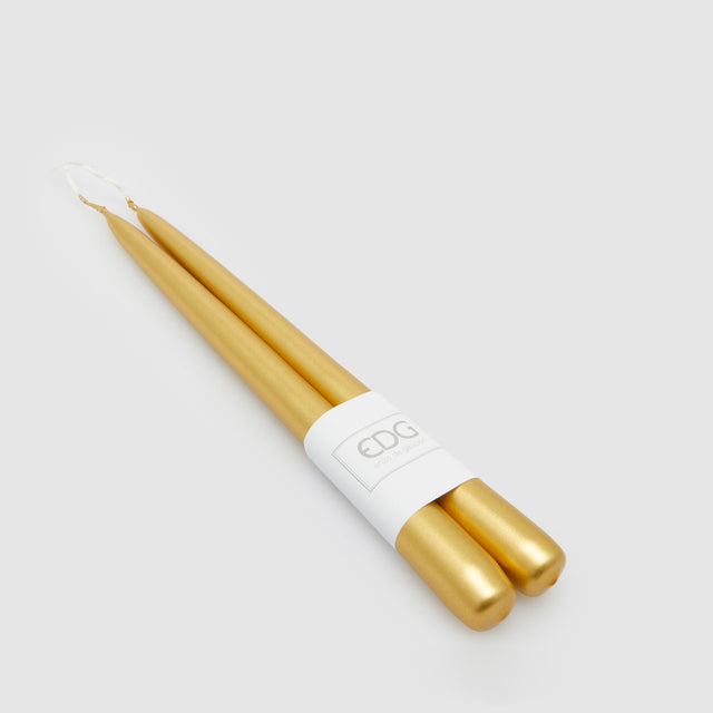 Set due candele stelo liscio EDG in cera oro lucido 25x2,2 cm