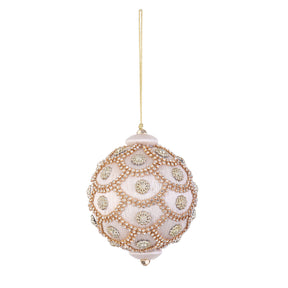 Sfera natalizia Bizzotto in stoffa avorio con brillanti 10 cm
