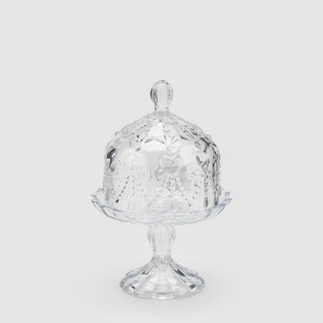Alzata Liberty EDG in vetro con cupola trasparente 13,5x20 cm