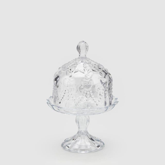 Alzata Liberty EDG in vetro con cupola trasparente 13,5x20 cm