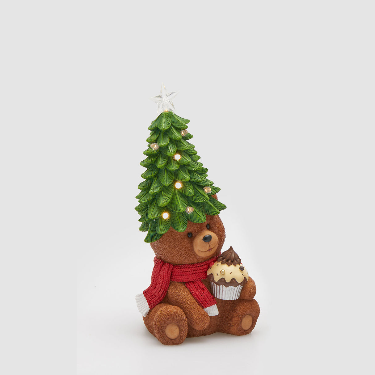 Orso natalizio EDG in peluche con luci LED integrate 26 cm