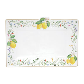 Vassoio rettangolare Easy Life in porcellana decoro limoni 36x24 cm