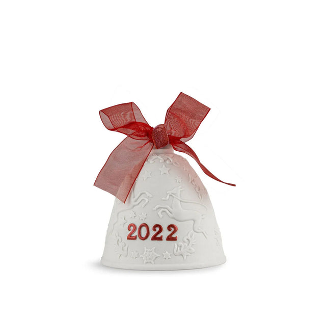 Campana di Natale 2022 Lladrò in porcellana opaca con decoro renne blu