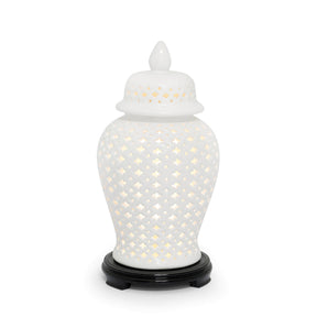 Lampada da tavolo Ming Abhika in ceramica bianca con base nera 48 cm