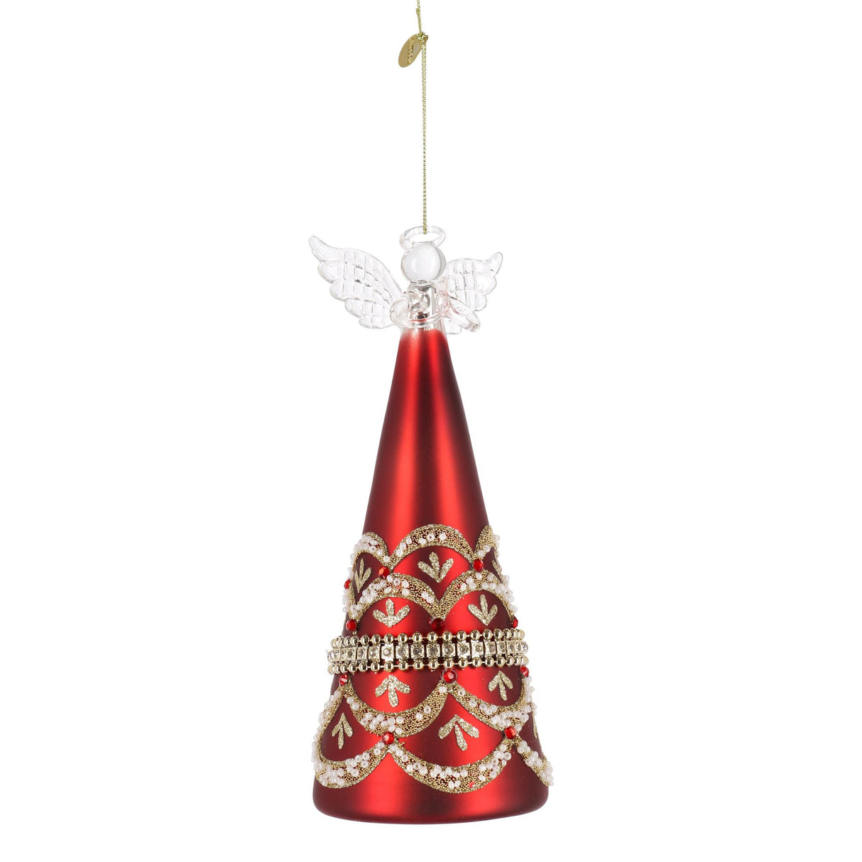 Pendaglio Angelo Beloved Bizzotto in vetro soffiato rosso 21 cm