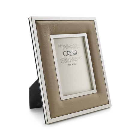 Portafoto Cresia in acciaio e vera pelle beige formato 13x18 cm