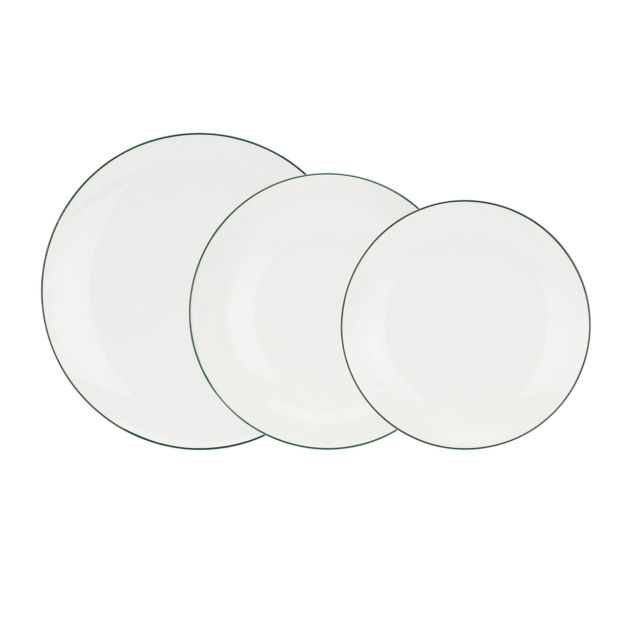 Set piatti Dintorno La Porcellana Bianca in porcellana con bordo verde 18 pz