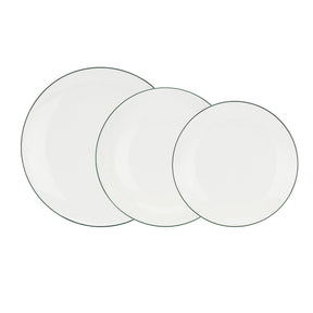 Set piatti Dintorno La Porcellana Bianca in porcellana con bordo verde 18 pz