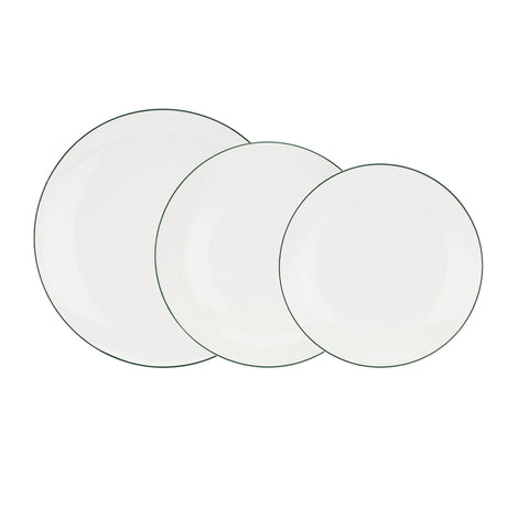 Set piatti Dintorno La Porcellana Bianca in porcellana con bordo verde 18 pz