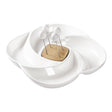 Antipastiera Girella Brandani in porcellana bianca e base in bamboo 24 cm