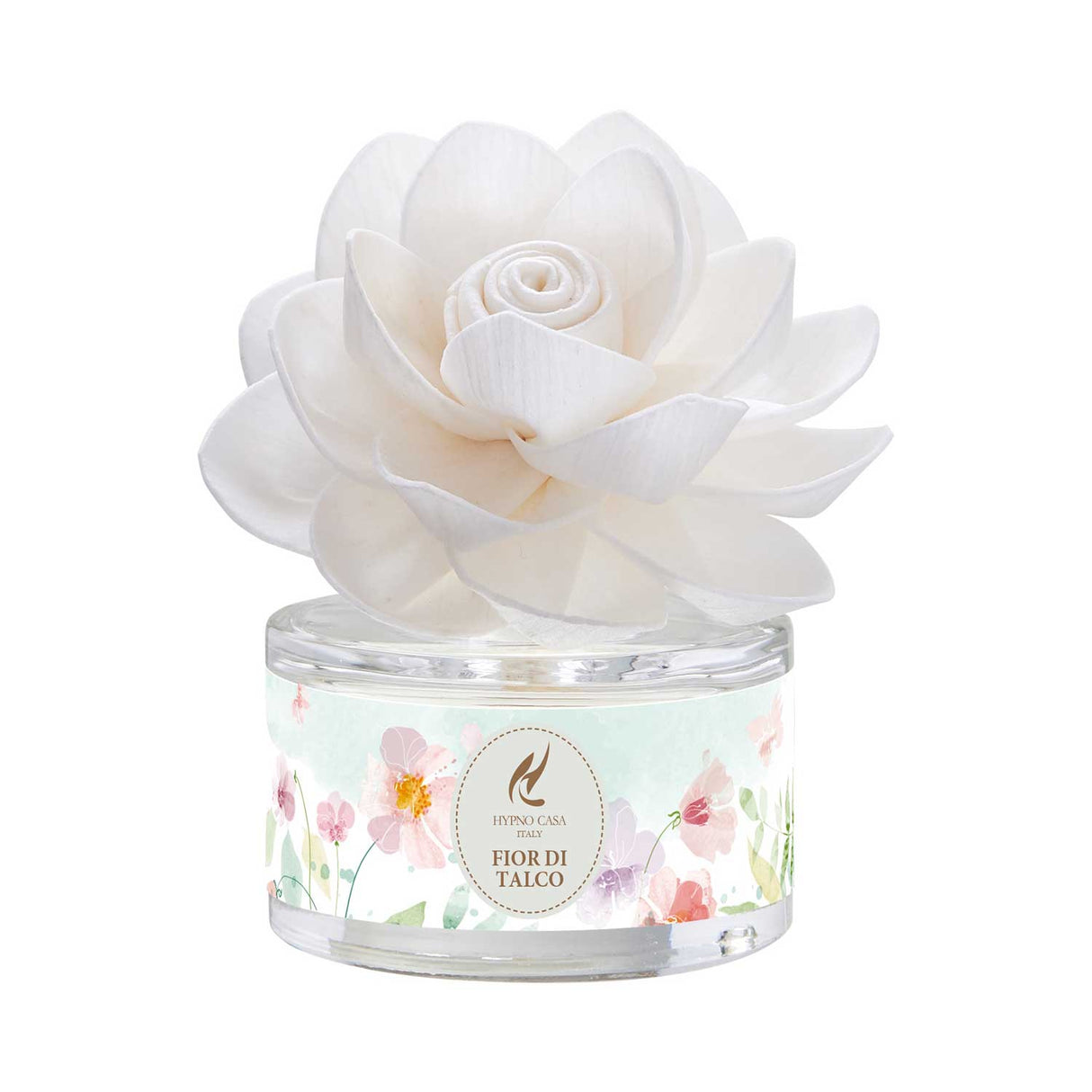 Diffusore a bastoncini Hypno Casa con fiore decorativo Fior di Talco 30 ml