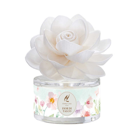 Diffusore a bastoncini Hypno Casa con fiore decorativo Fior di Talco 30 ml