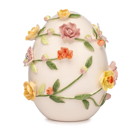 Ovetto di Pasqua Palais Royal in porcellana con decori floreali 15 cm
