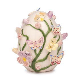Ovetto di Pasqua Palais Royal in porcellana con decoro farfalle rosa 8 cm