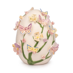 Ovetto di Pasqua Palais Royal in porcellana con decoro farfalle rosa 10,5 cm