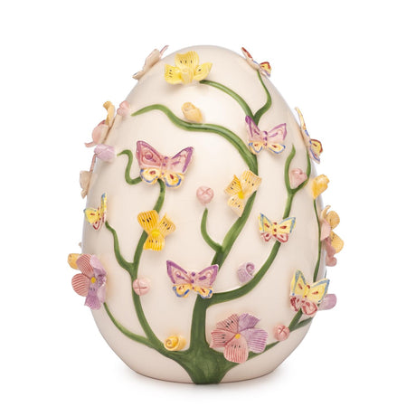 Ovetto di Pasqua Palais Royal in porcellana con decoro farfalle rosa 15 cm