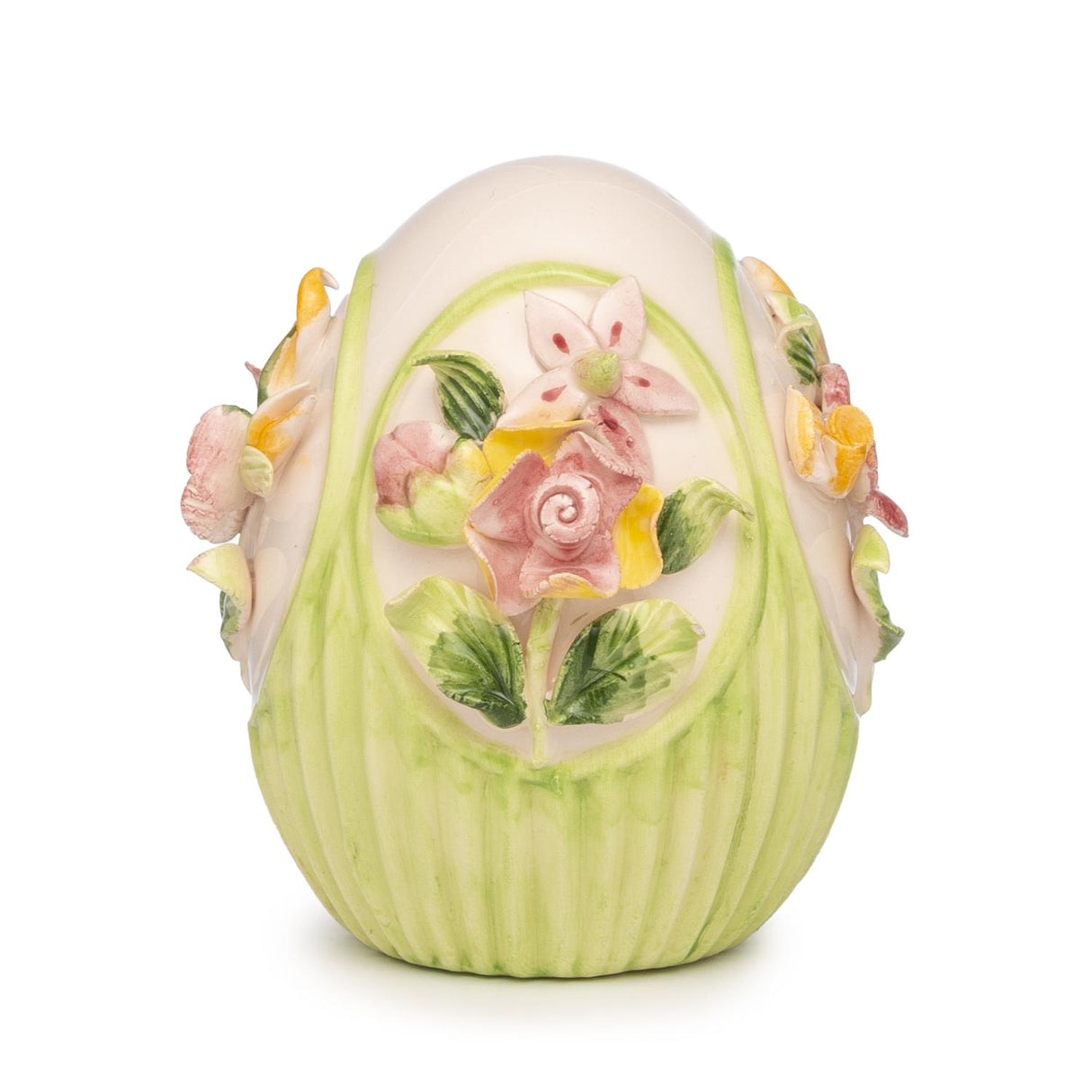 Ovetto di Pasqua Palais Royal in porcellana decorato con fiori 8 cm