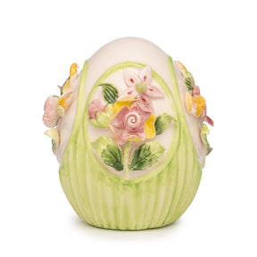 Ovetto di Pasqua Palais Royal in porcellana decorato con fiori 8 cm