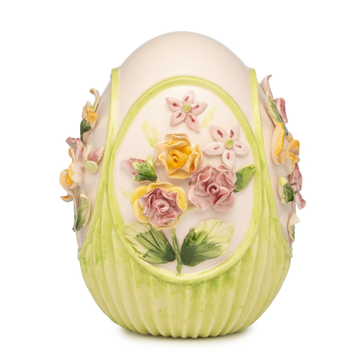 Ovetto di Pasqua Palais Royal in porcellana decorata con fiori 15 cm