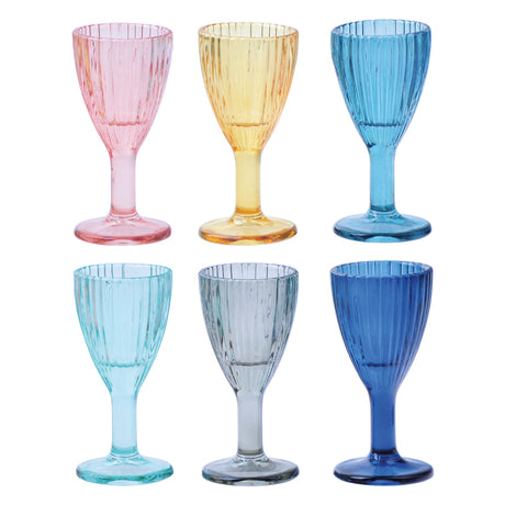 Set 6 calici liquore Plissè Brandani in vetro colorato 50 ml 10,5 cm