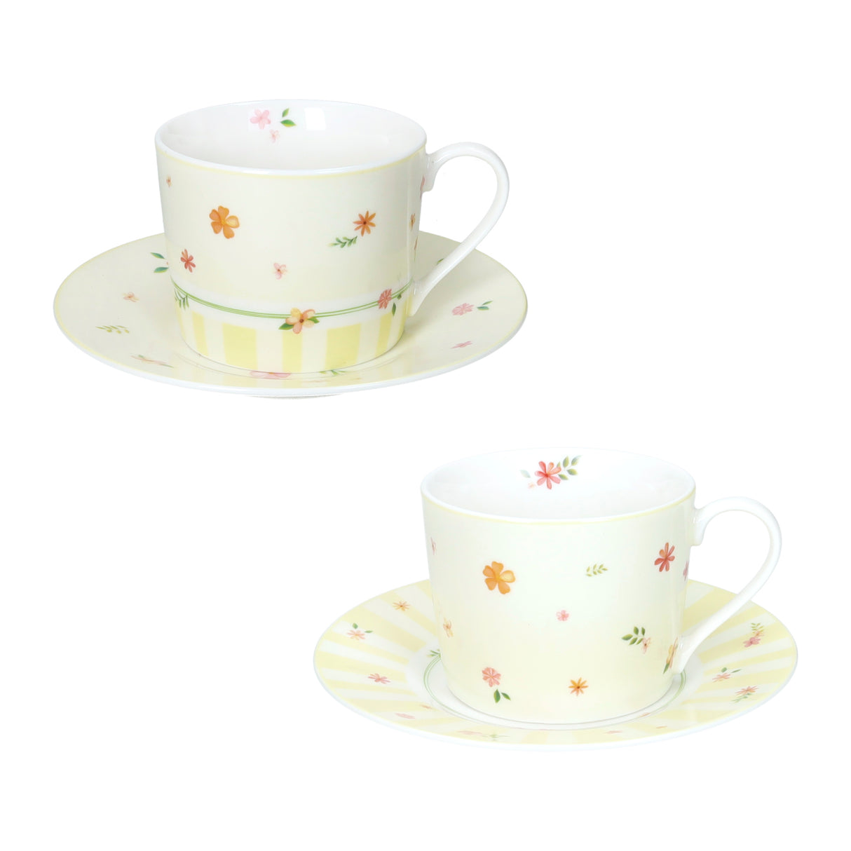 Set 2 tazze tè Polline Brandani in porcellana con decoro floreale 150 ml